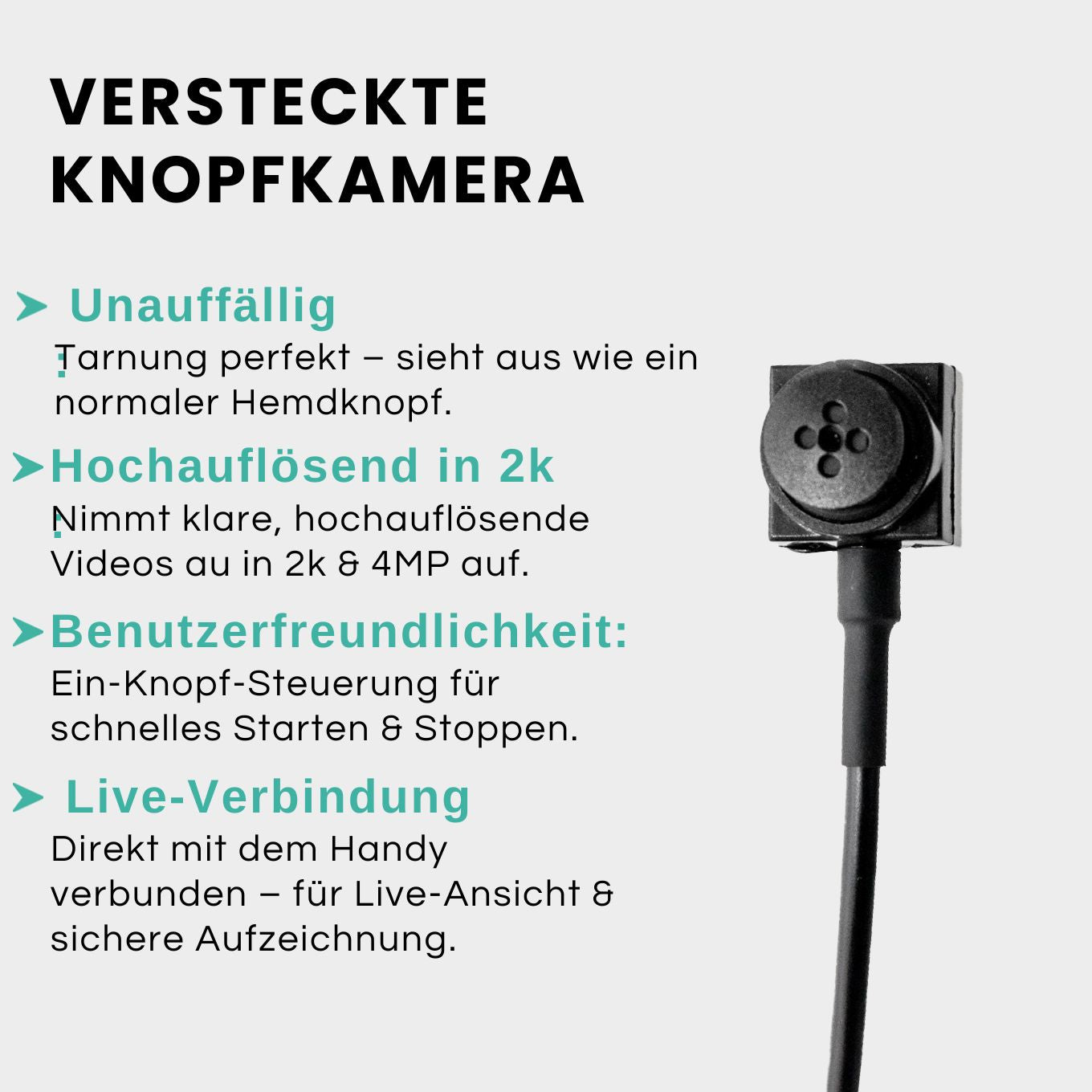 High - Tech Mini Kamera als Hemdknopf getarnt - Spickprofi