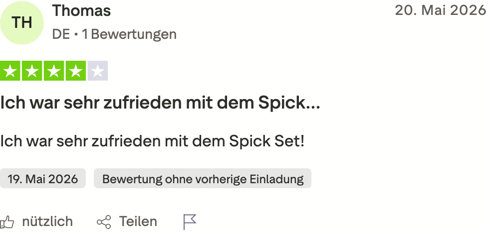 Opinión en Trustpilot de Thomas, 20/05/2026, 4 estrellas: muy satisfecho con el kit de trucos